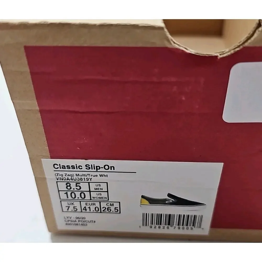 Vans ~Woman 10; Men's 8.5~Classic Slip-On Zig Zag Multi/True Sneakers NEW